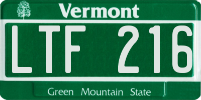 VT license plate LTF216