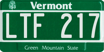 VT license plate LTF217