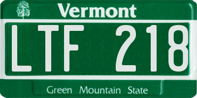 VT license plate LTF218