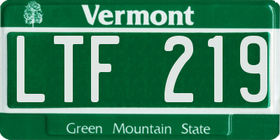 VT license plate LTF219