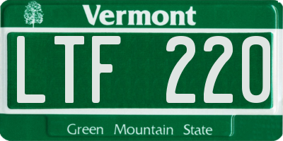 VT license plate LTF220
