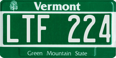 VT license plate LTF224