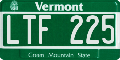 VT license plate LTF225
