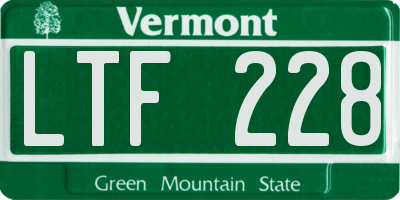 VT license plate LTF228