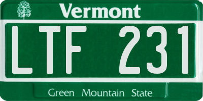 VT license plate LTF231
