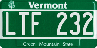 VT license plate LTF232