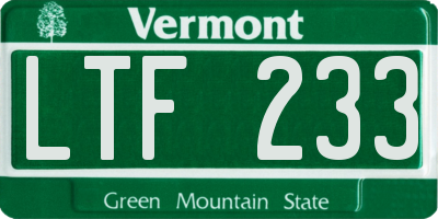VT license plate LTF233