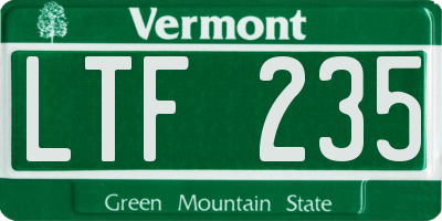 VT license plate LTF235