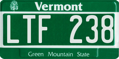 VT license plate LTF238