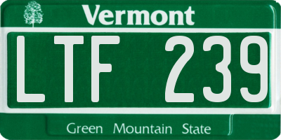 VT license plate LTF239
