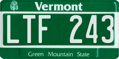 VT license plate LTF243
