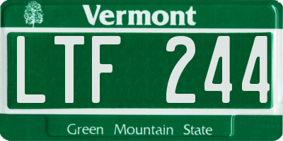 VT license plate LTF244