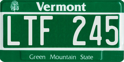 VT license plate LTF245