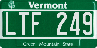 VT license plate LTF249