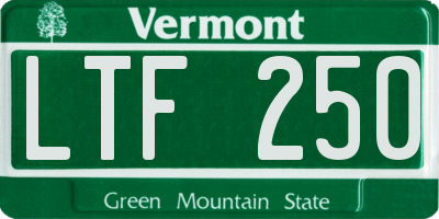 VT license plate LTF250