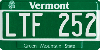 VT license plate LTF252