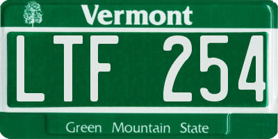 VT license plate LTF254