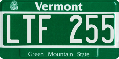 VT license plate LTF255