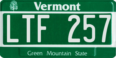 VT license plate LTF257