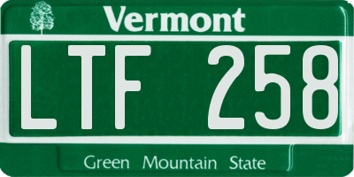 VT license plate LTF258