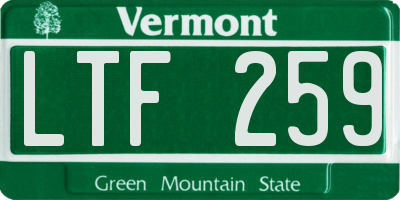 VT license plate LTF259
