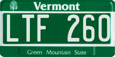 VT license plate LTF260