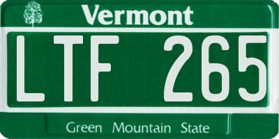 VT license plate LTF265