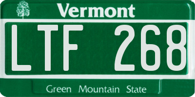 VT license plate LTF268
