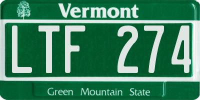 VT license plate LTF274