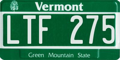 VT license plate LTF275