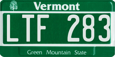 VT license plate LTF283