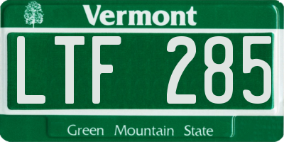 VT license plate LTF285