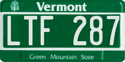 VT license plate LTF287