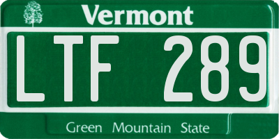 VT license plate LTF289