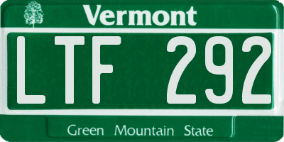 VT license plate LTF292