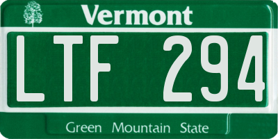 VT license plate LTF294