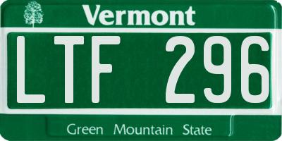 VT license plate LTF296