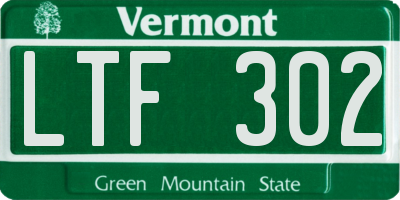VT license plate LTF302