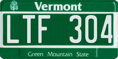 VT license plate LTF304
