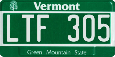VT license plate LTF305