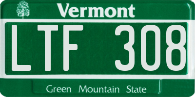 VT license plate LTF308