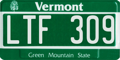 VT license plate LTF309