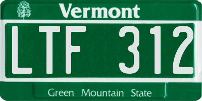 VT license plate LTF312