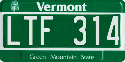 VT license plate LTF314