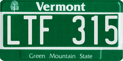VT license plate LTF315