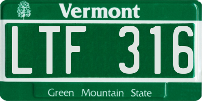 VT license plate LTF316