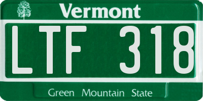 VT license plate LTF318