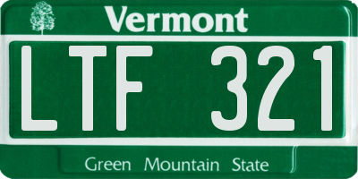 VT license plate LTF321