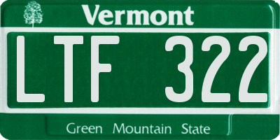 VT license plate LTF322