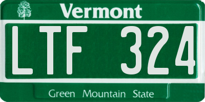 VT license plate LTF324